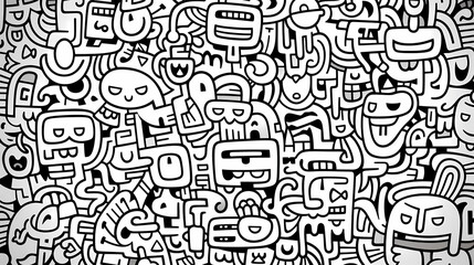 Funny doodle seamless pattern, artistic background