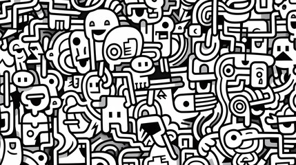 Funny doodle seamless pattern, artistic background