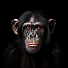 Nice clever black chimpanzee black background
image   
