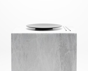 Realistic plate, 3D Illustration with cupstick and podium