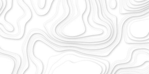 Abstract wavy line 3d paper cut white background. abstract white background with smooth wavy layers. silver grid map line topography mount contour map . - obrazy, fototapety, plakaty