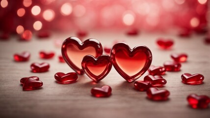 Heart shapes on abstract background. Valentine's day concept