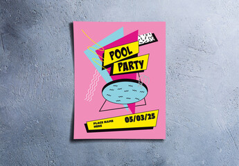 90s Retro Pool Party Poster Template
