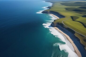 aerial view of the coast of the sea