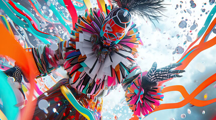 Superhero: A Playful Hero in a Vibrant Costume Soars Through the Skies, Confronting Animated Villains in a World of Kaleidoscopic, Vivid Colors