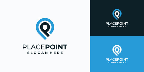 Location pin initial letter P vector logo design.
