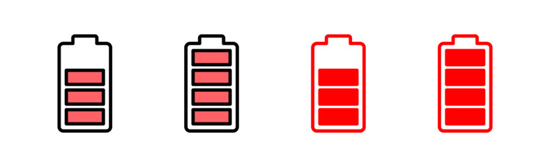 Battery icon set illustration. battery charging sign and symbol. battery charge level