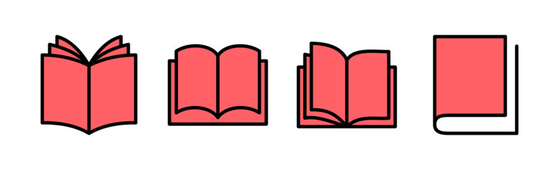 Book icon set illustration. open book sign and symbol. ebook icon