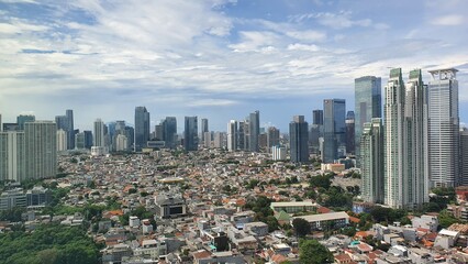 Fototapeta na wymiar Jakarta, Indonesia – January 18, 2024: A cityscape view of Indonesia capital city Jakarta