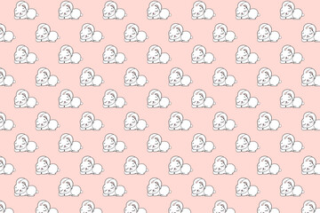 cute sleeping rabbit seamless endless pattern vector illustration on pink background