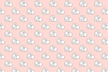 cute sleeping rabbit seamless endless pattern vector illustration on pink background
