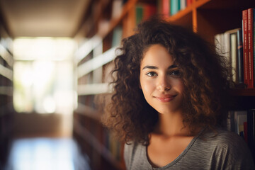 Generative AI technology conceptual picture World Book Day people reading book in big large library