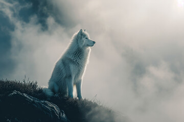 photo of Siberian husky in sea of fog in mountain, realistic, shot with canon r6 mark2 --ar 3:2 --v 6 Job ID: b25bb9c6-bd6e-47cc-ad28-cc173e482f4c
