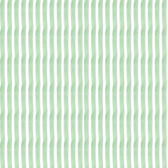 Green watercolor stripes seamless pattern. Hand painted lines textured background. Lines of artistic drawing of a tablecloth. Distressed watercolor background with pain stripes