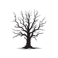 Enigmatic Woods: A Captivating Collection of Snag Tree Silhouettes in Nature - Snag Tree Vector - Dry Tree Silhouette - Horror Tree Silhouette
