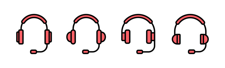 Headphone icon set illustration. Headphone sign and symbol