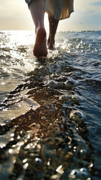 Miraculous Moment: Jesus Feet Walk on Water, a Powerful Symbol of Faith and Divine Power Over the Elements.