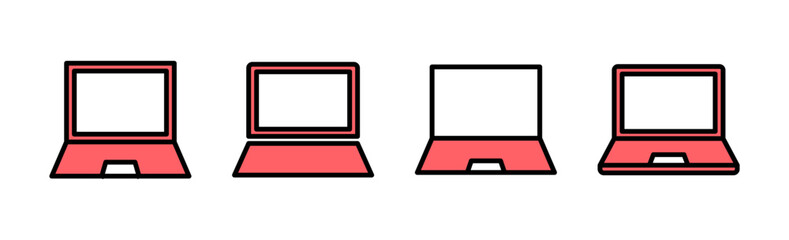 Laptop icon set illustration. computer sign and symbol