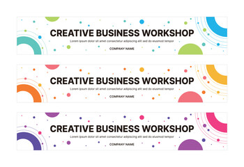 This is a set of modern style business banner design templates for schools, companies, lectures, workshops, events, and presentations.