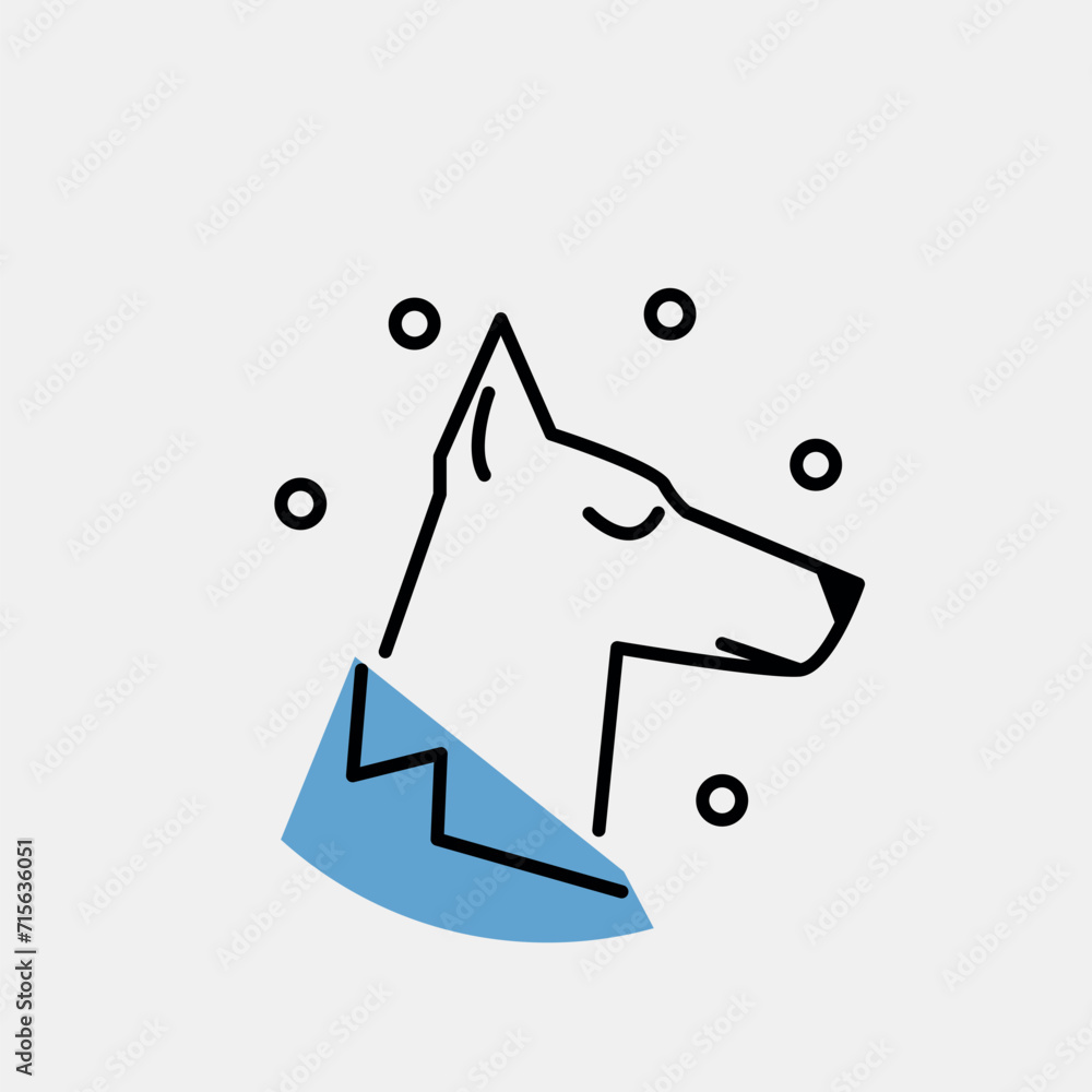 Poster avatar of dog in the outline style. an artful illustration of a dog's avatar with a refined cartoon 