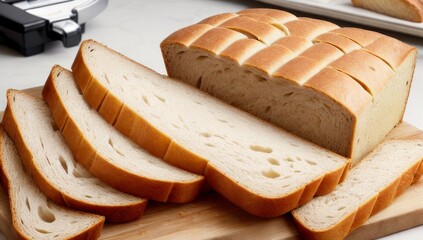Bread slices arranged on a plate with butter, showcasing a delicious and wholesome breakfast or snack option