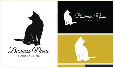 vector cat line logo template