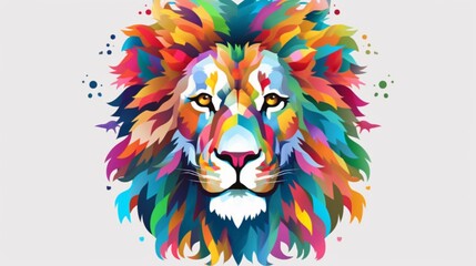 Hand Drawn Abstract Lion Vector Illustration white background.Generative AI