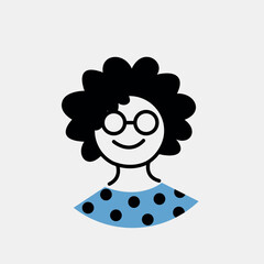 Avatar of person in the outline style. This illustration presents a clean and stylish teenager's avatar with a modern cartoon outline design. Vector illustration.