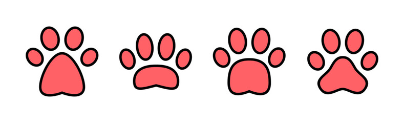 Paw icon set illustration. paw print sign and symbol. dog or cat paw