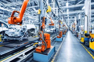 Fotobehang Modern automobile production line, automated production equipment. © ty