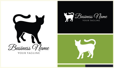 vector cat line logo template