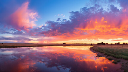 Endless Sky Colors at Sunset Background Ai Generative