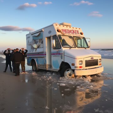 Beautiful ice cream truck sea Daytona beach nice wallpaper