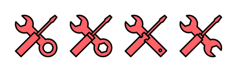 Repair tools icon set illustration. tool sign and symbol. setting icon. Wrench and screwdriver. Service