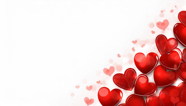 Harmony of Love: Red Hearts on Elegant White Background
