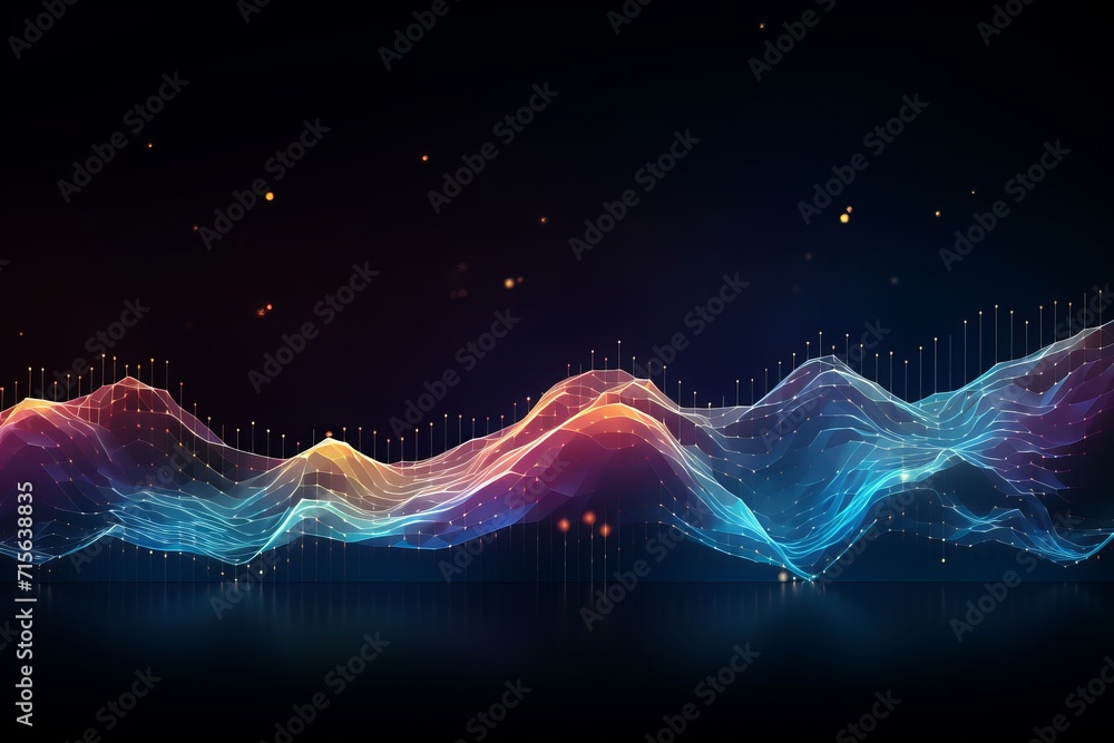 Poster digital graphic abstract background for technological processes, neural networks, digital data stora