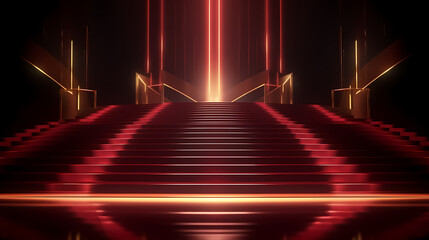 Red carpet staircase background, VIP entrance, night award ceremony