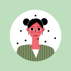 Avatar of satisfied person in the cartoon style. A whimsical cartoon design feature a girl's avatar, inviting viewers to share in his joyful and satisfied emotion. Vector illustration.