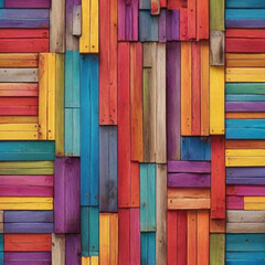 colorful wood texture  wooden  pattern  wall ,Ai generated 