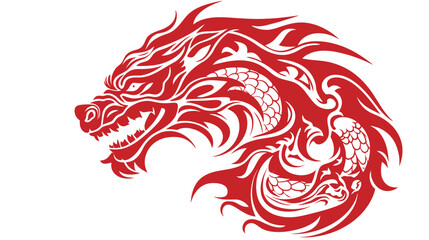 Chinese dragon symbol logo white background