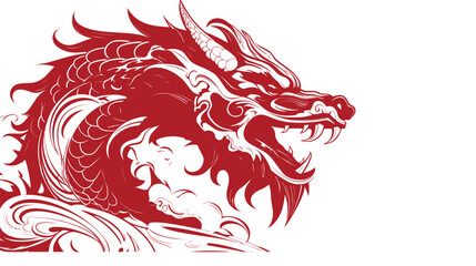 Chinese dragon symbol logo white background