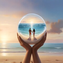  beech love couple sign in a glass ball