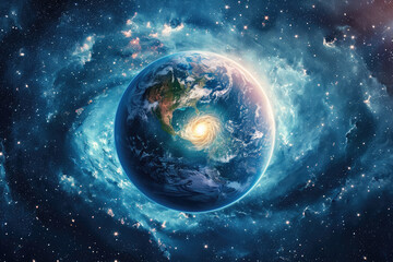 Earth and hole galaxy , space background