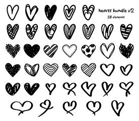Heart Hand Drawn Doodle, Sketch Illustration Bundle