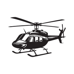 Glide and Grace: Helicopter Silhouette Collection Gliding Through the Air with Aesthetic Grace - Helicopter Flight Silhouette - Helicopter Vector - Aircraft Silhouette
