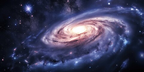 View of spiral galaxy in space
