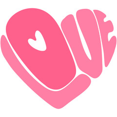 Heart Shape Valentine's Day Hand Drawn Lettering, Love