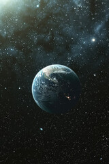 Obraz na płótnie Canvas Cosmic starry background , below is a half of the earth
