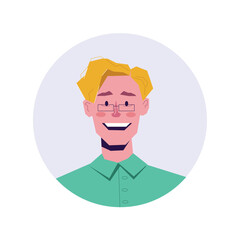 Avatar of office worker in the cartoon style. This office man's avatar adds a touch of character and sophistication, making it a compelling choice for business profiles. Vector illustration.