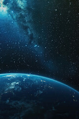 Fototapeta premium Cosmic starry background , below is a half of the earth